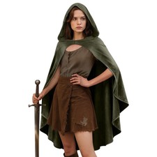 Medieval Cloak with Hood for Men and Women, Renaissance Hooded Cape for