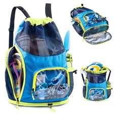 Drawstring Backpack Sandproof - Mesh Backpack Beach Bag with Shoe Compartment...