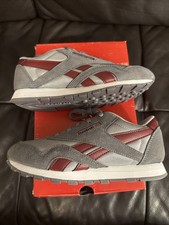 Size 2.5Y - Reebok Classic CL Nylon Grey Maroon Kids Running Shoes Brand New
