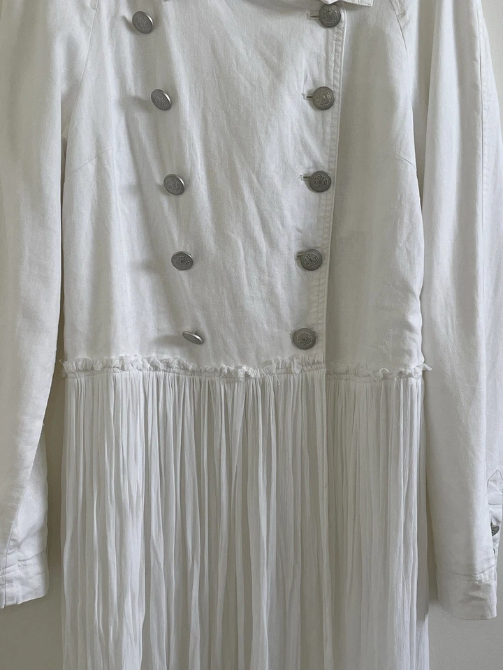 Free People Jacket Double Breasted White Linen Size M - image 3 of 4