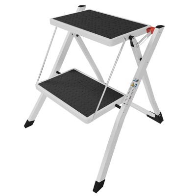 2 Stufen Hocker Klappbar Anti-Rutsch Sicherheitsmatte Tritt Weiß Schwarz Leiter Küche Zum Selbermachen