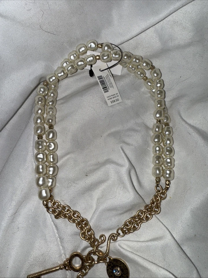 Collar Chicos Cruz Dorada Perla Perlas Frías Nueva Llave Estrás S1 Foto 3 de 4