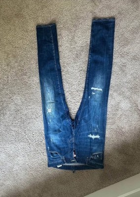 DSQUARED2 Distressed Blue Denim Straight Men's Jeans Cotton Button 5-Pocket