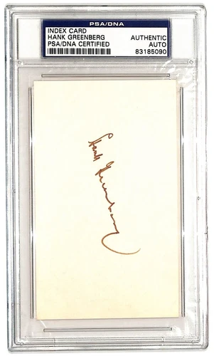 Index Card Hank Greenberg PSA/DNA Certified IP Auto PSA Authentic Auto