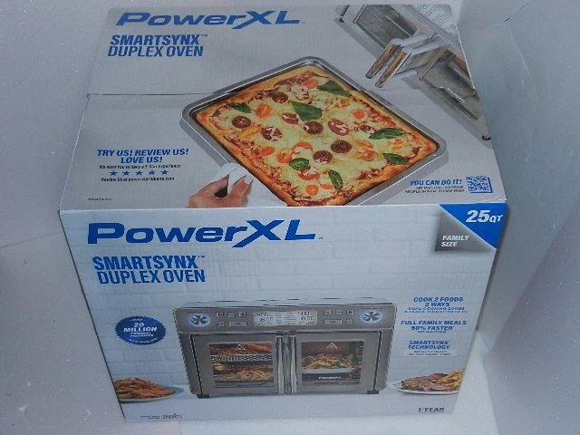 new PowerXL SmartSynx 1750W Duplex French Door Air Fryer toast oven TO68D5-0SP