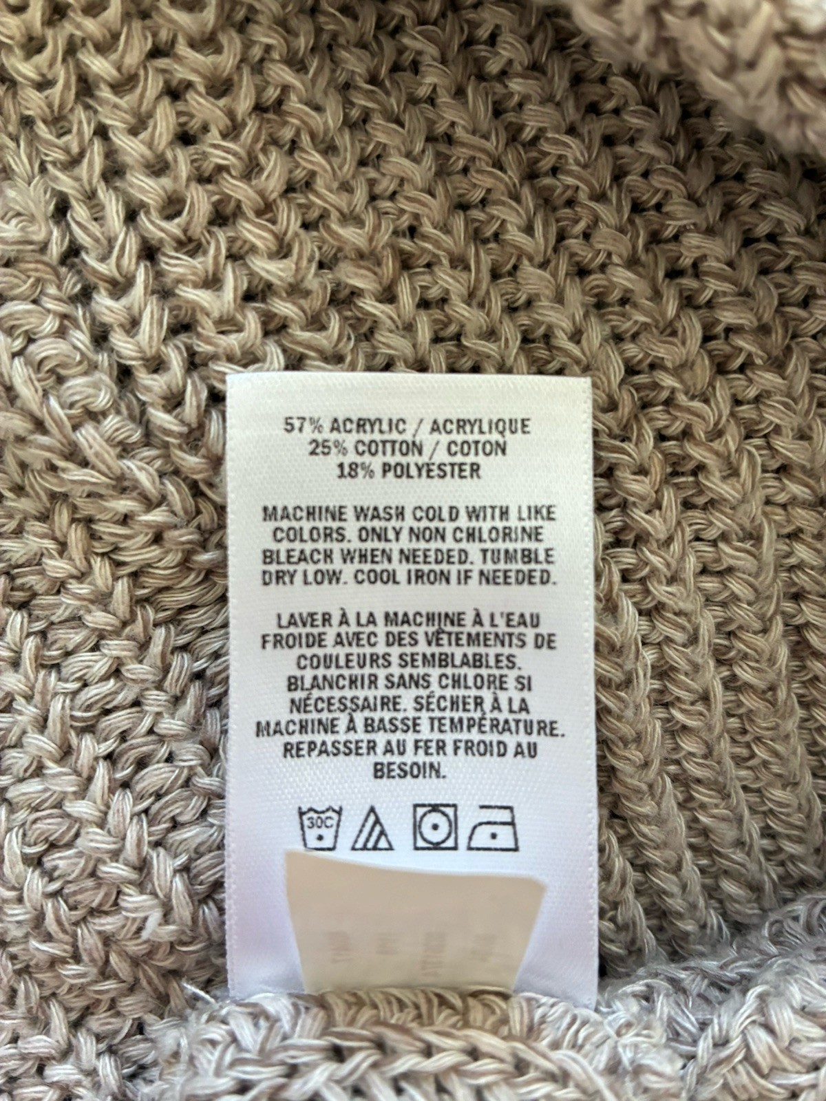 Express Cable Knit Split Back Beige  Sweater Size… - image 10