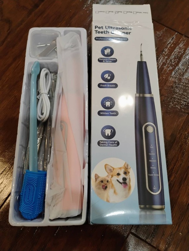 Pet Ultrasonic Tooth Cleaner – Pink | Dog & Cat Plaque Remover with Dental Tools