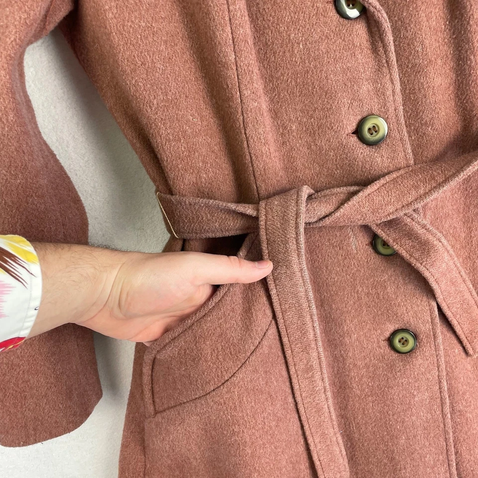 Abrigo vintage de lana con cinturón para mujer talla M (medidas a cuadros por favor) color rosa malva Foto 4 de 4