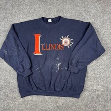 Ultimate Sports Wear Sweatshirt Mens XXXL Navy Illinois Distressed USA Made