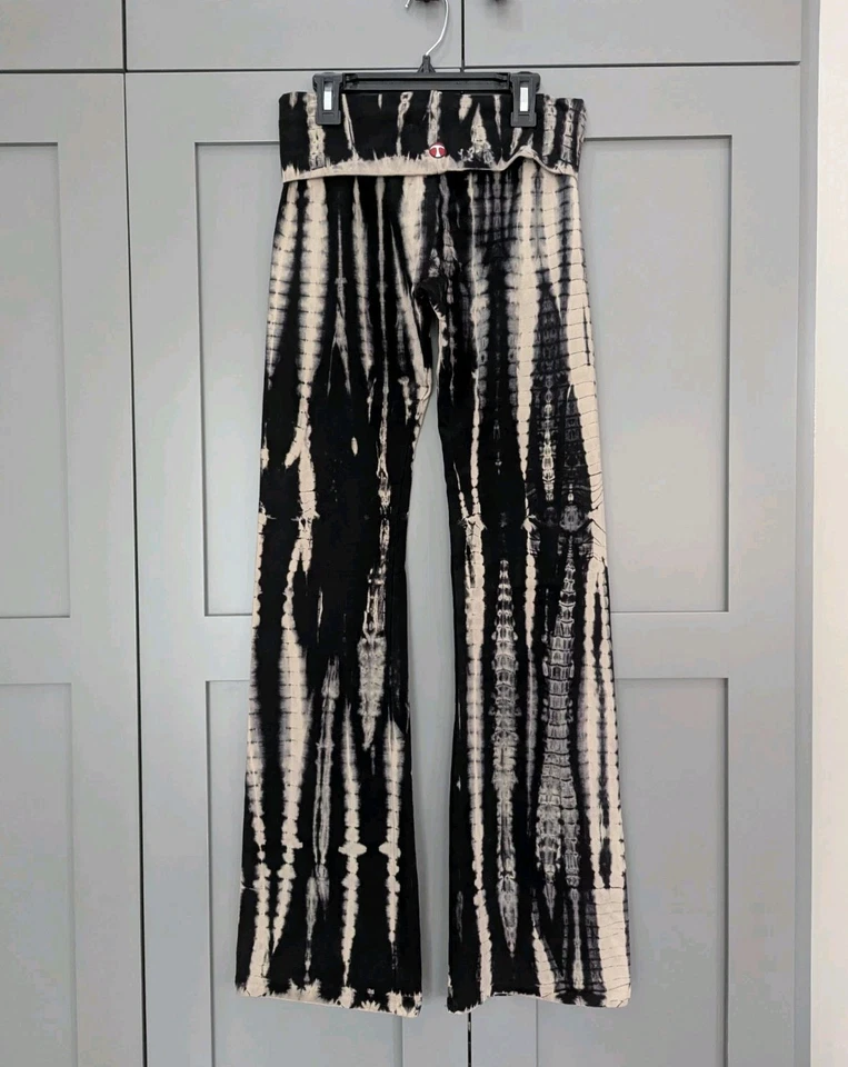 T вечеринки черный кости Tye краситель средний расклешенный леггинсы йога брюки сложить над талией новый - Изображение 4 из 4