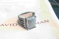 Gift/Davld/YurmanSterling/Silver925/Wheaton Pave Diamonds Ring 16x12mm Size 7