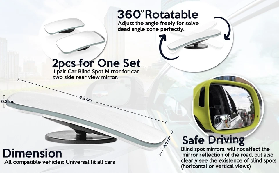 ICBEAMER 2 Juegos Espejos Rectangulares, 4 Piezas Gran Angular 360° para Camión SUV Foto 2 de 4