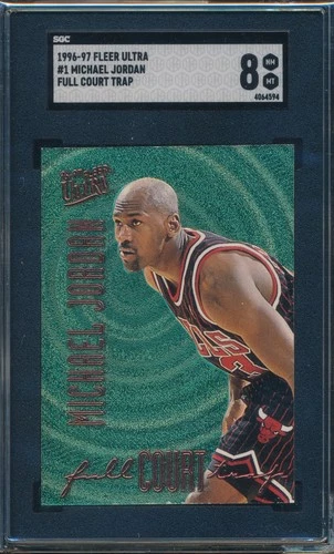 MICHAEL JORDAN 1996-97 FLEER ULTRA FULL COURT TRAP GOLD SGC 8 CARD #1!  RARE!