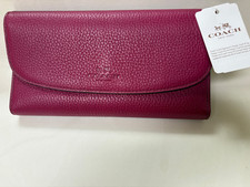 NWT COACH RARE Pebbled leather wallet Fuchsia 52715