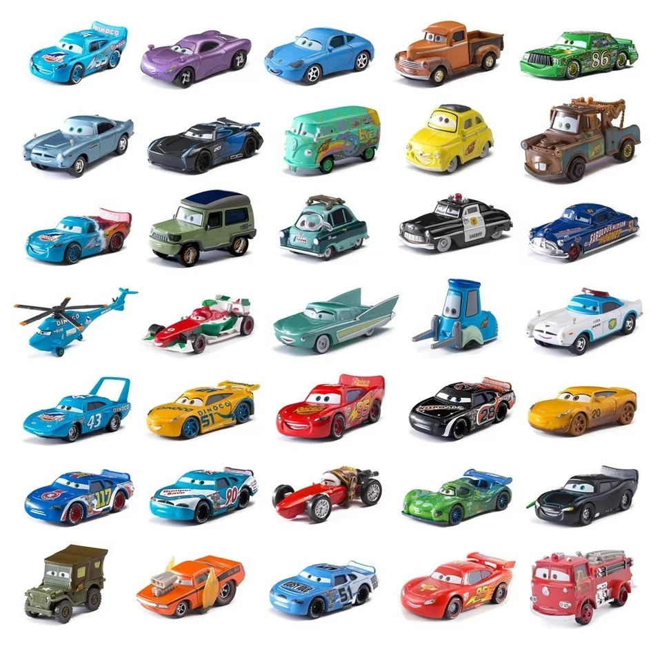 Lote de carros Disney Pixar Lightning McQueen modelo fundido 1:55 brinquedos de carro presente crianças EUA - Imagem 2 de 4