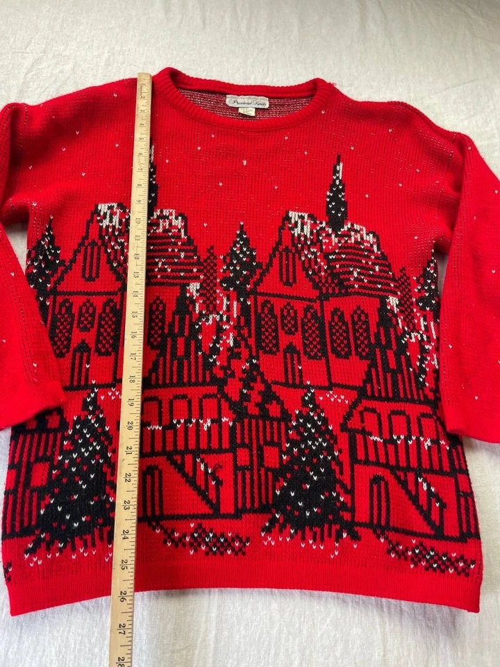 Vintage Precious Knits Sweater Womens Size 40/20W Red Christmas Holiday Crewneck - Image 3 of 4