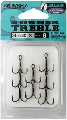 Owner Stinger Trebles 5636-011 - Black Chrome (8) ST36BC ** 2026 STOCK ** OWNER