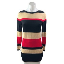Marks & Spencer Multicolor Knit Striped Long Sleeve Mini Bodycon Sweater Dress S