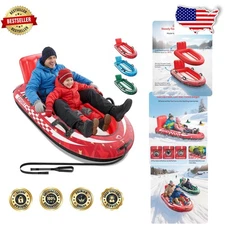 Snow Tube for 2, Heavy Duty Sled, Backrest, Reinforced Handles