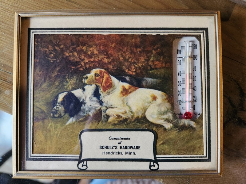 VIN. LOT of MINNESOTA HARDWARE, CREAMERY, CITY FUEL ADVR. FRAMED PICS W/THERMO