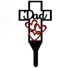 Metal Cross Cemetery Garden Stake for Dad Grave Memorial Yard Marke