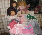 3 Vintage cabbage patch dolls & lot of cabbage patch clothes some home made
