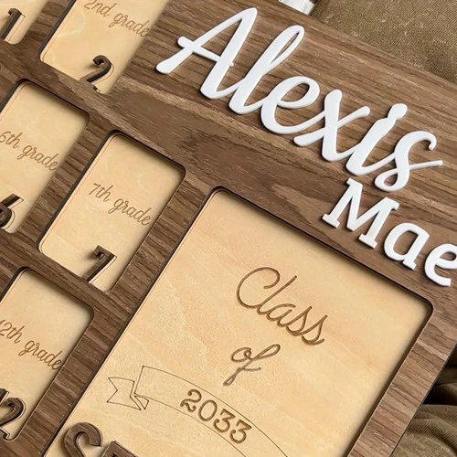 Personalised School Years Wooden Photo Frame 3D Style Memory Picture Frame Gifts - Picture 3 of 34