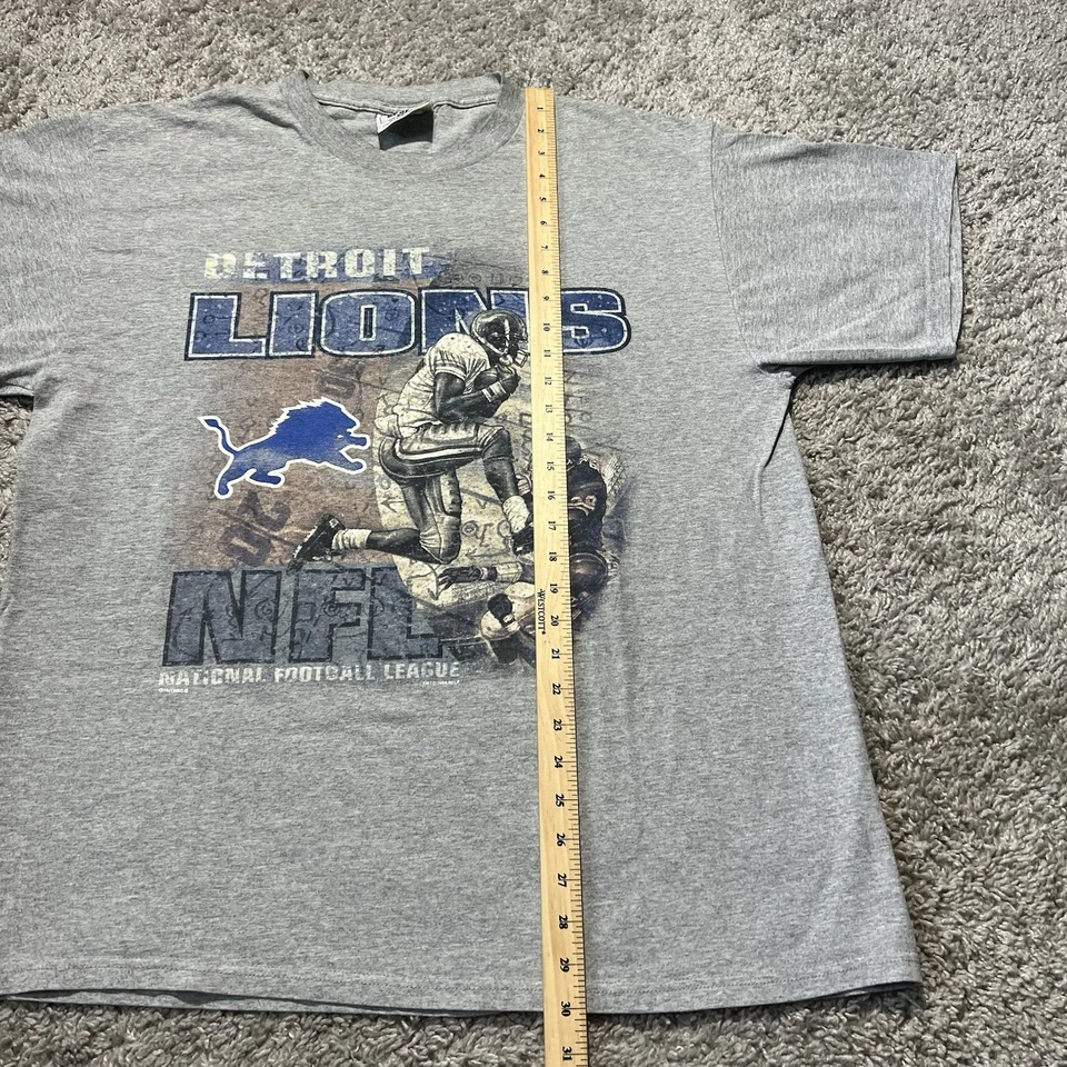 Vintage Detroit Lions 1990s T Shirt XL Grey NFL Nutmeg Retro Football - Image 4 of 4