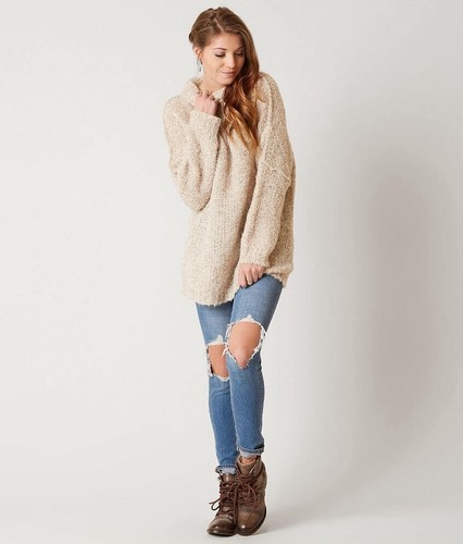 Free People She’s All That Sweater Size s Tan/oatmeal Alpaca Blend Turtleneck - Picture 1 of 10