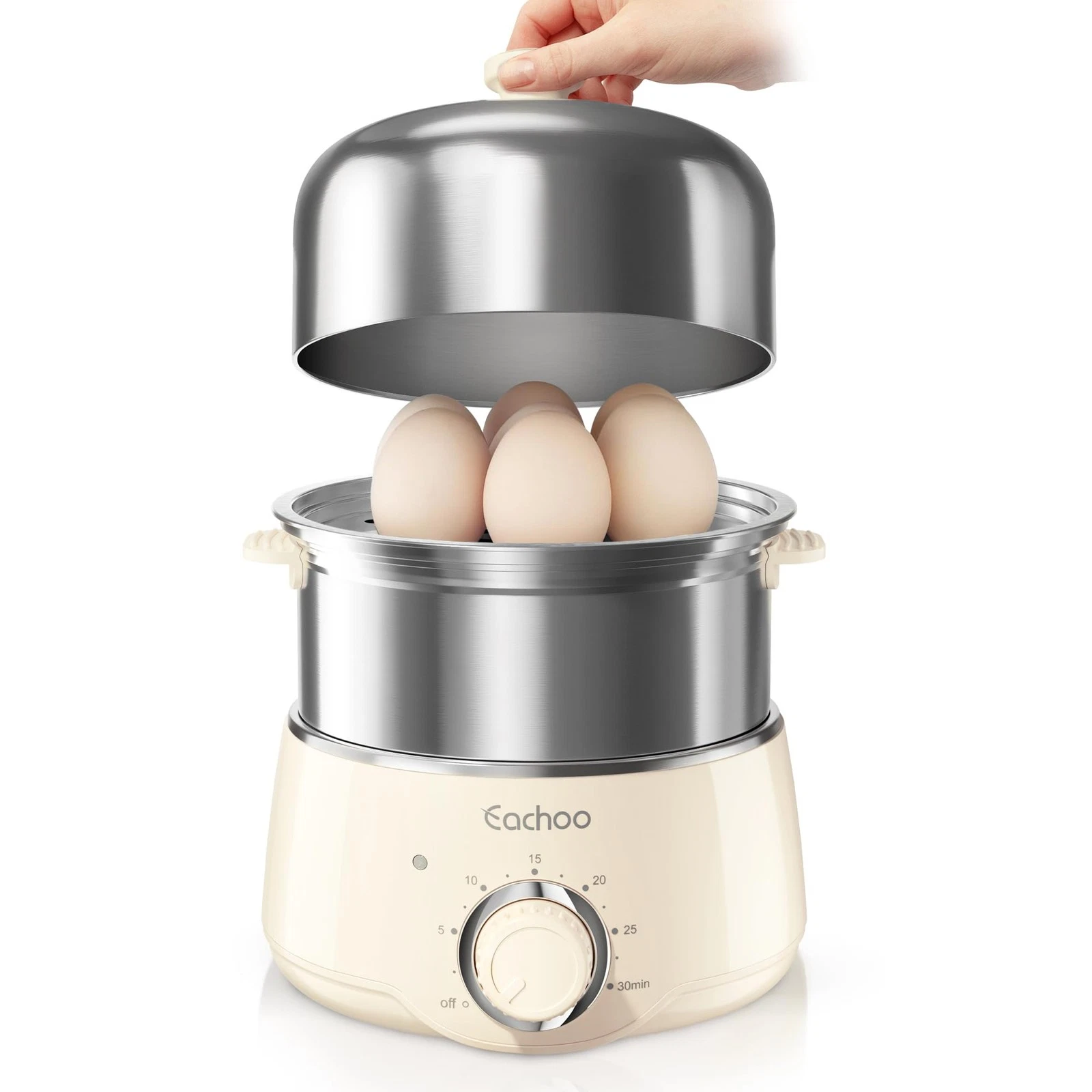 CACHOO 14-Egg Stainless Steel Hard Boiled Egg Cooker with 30-Min Timer