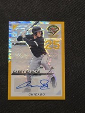 2025 Panini Prospect Edition Baseball Casey Saucke #65 Gold Pulsar Auto SSP /10