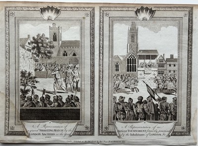 1794 Turniere & Bogenschießen Wettbewerbe im mittelalterlichen London, England Militärdruck
