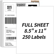 Full Sheet Labels 8.5” x 11” Sticker Paper Matte White, Large Shipping Label ...