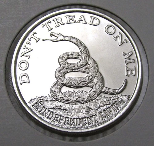 Independent Living Don't Tread Boston Tea Party 1 Troy oz .999 Fine Silver Round