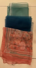 Vtg. Lot 3 Sheer scarves Cacherel Japan Square Oblong