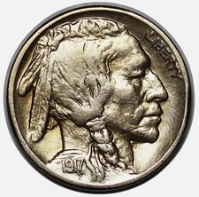 1917-S Buffalo Nickel, Choice AU++ Better Date San Francisco Issue Coin