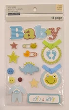 It's A Baby Boy Scrapbooking Stickers By Recollections Dinosaur Frog Stars