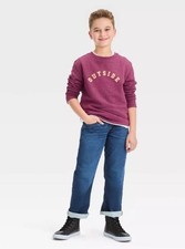 Cat  Jack Boys Straight Pull-On Elastic Drawstring Waist Blue Jeans Size 12