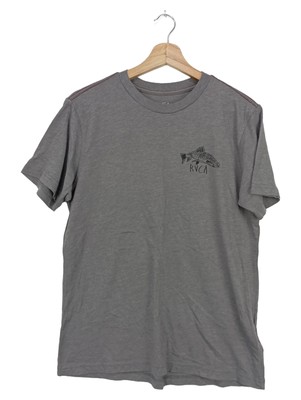 RVCA T-Shirt Damen Gr. 42/XL Grau Casual Fisch-Print