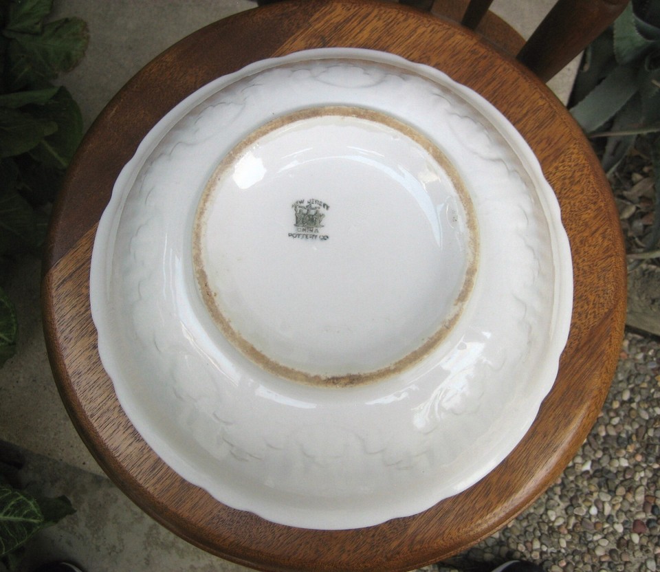 Antique White Ironstone 11 inch Serving Bowl New Jersey China Pottery Co eBay