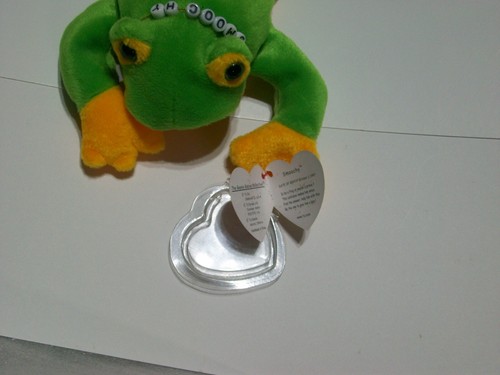 BEANIE BABIES TY SMOOCHY THE FROG WITH NAME NECKLACE SMOOCHY 1997 ORIGINAL COLL. - Picture 9 of 17