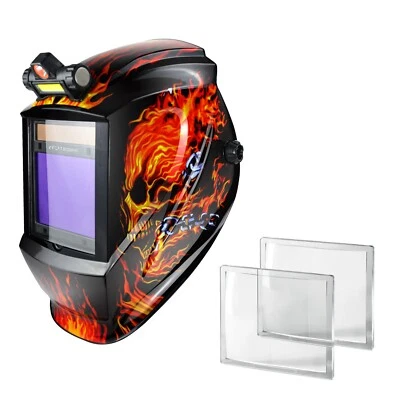 TRQWH Solar Powered Welding Helmet Auto Darkening LED Light & Magnifying Lens