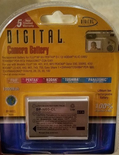 Digital Camera Lithium Ion Battery Pack. Fugi, Pentax, Kodak, Toshiba, Panasonic - Picture 1 of 2