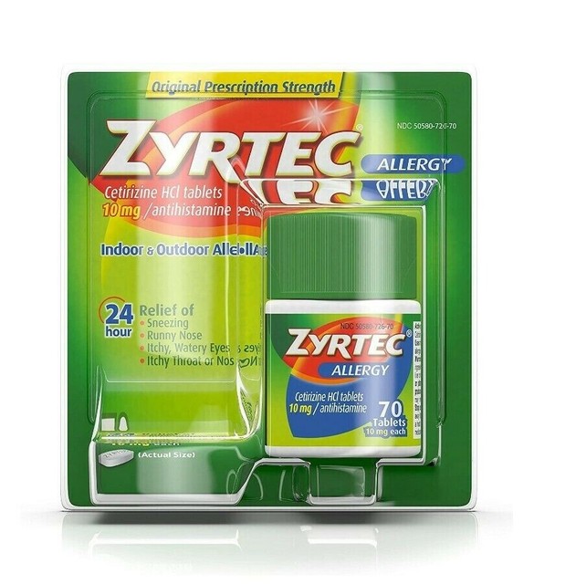 Zyrtec 24hr 70 Count Allergy Relief Antihistamine 10mg Cetirizine HCl
