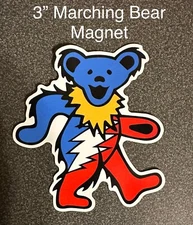 Grateful Dead - 3” Red, White & Blue Marching Bear Magnet
