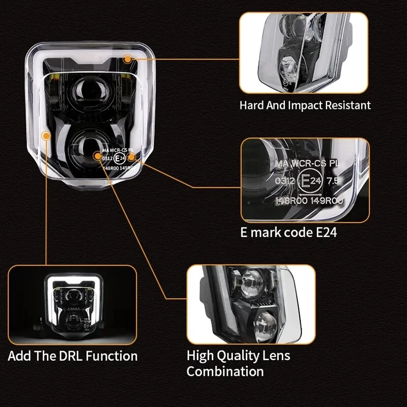 For Husqvarna FE 250 350 450 /TE 150 250 300 701 /TX 125 LED Headlight w/ DRL - Image 3 of 4