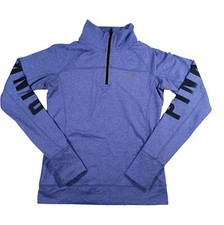 Pink Victoria's Secret Women's XS Blue Sweatshirt Mock Neck 1/4 Zip