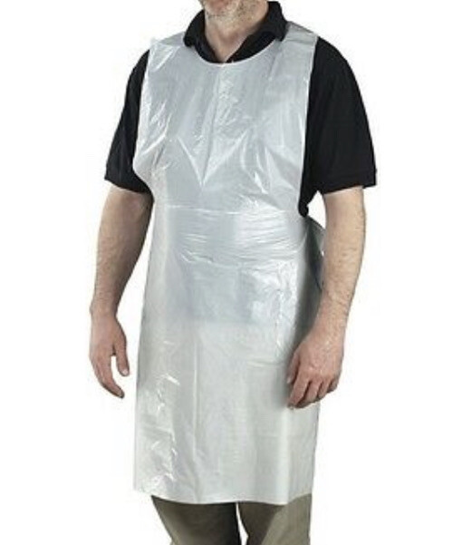Lot 100 Sani-Sure Poly Apron Plastic Disposable Heavy Weight White