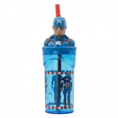 Kinder Lizenz Figur Design 3D Figur Trinkflasche Tumbler 360ml mit Strohhalm