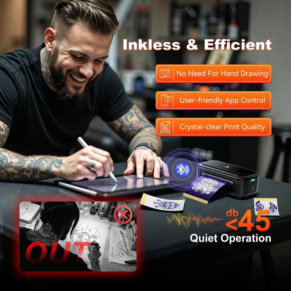 Phomemo TP31 Wireless Tattoo Stencil Printer Mini Thermal Tattoo Printer LOT - Image 4 of 4